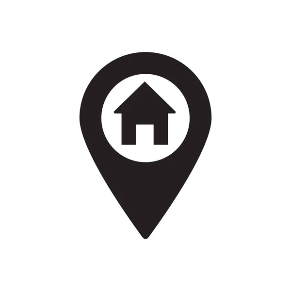 Puntero Mapa Negro Con Icono Casa — Vector de stock