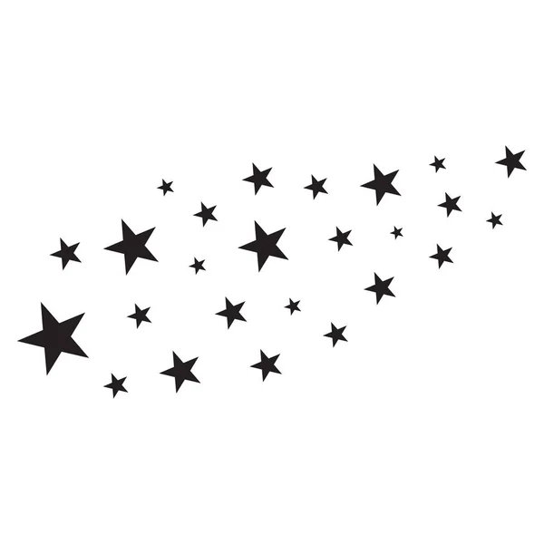 スターシャワーベクトル 背景に隔離された黒のイラスト エレガントな星で撮影黒星 小惑星 — ストックベクタ