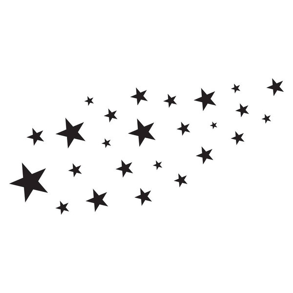 Star Shower vector, black illustration isolated on background. Black star shooting with an elegant star. Meteoroid, comet, asteroid, stars.