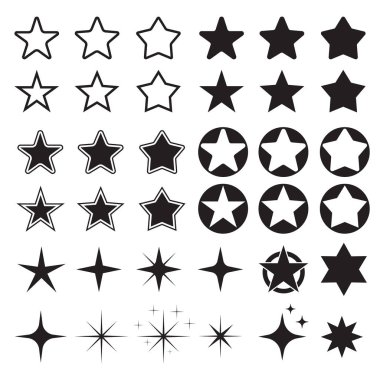 Star icons. Sparkles, shining burst. Vector symbols star isolated on white background clipart