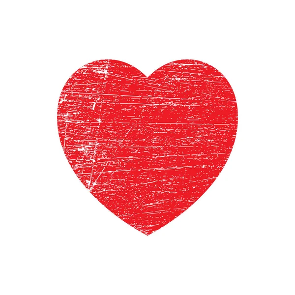 Grunge Vettore Cuore Rosso Isolato Elemento Design Arte Amore — Vettoriale Stock