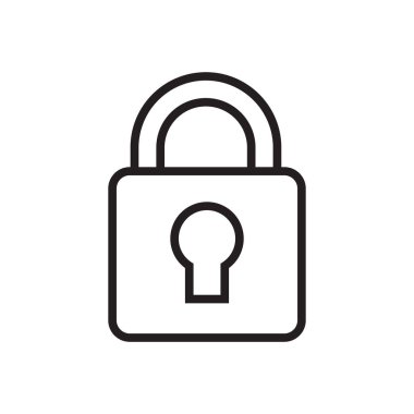 Anahtar deliği olan asma kilit, güvenlik çizgisi simgesi.