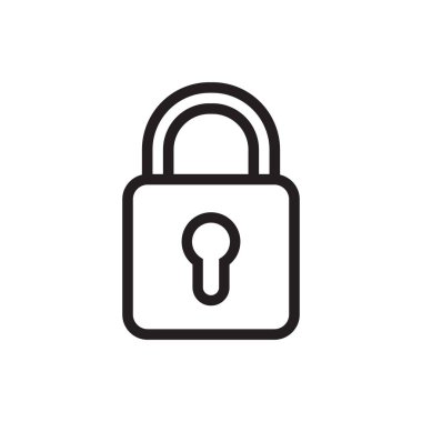 Anahtar deliği olan asma kilit, güvenlik çizgisi simgesi.