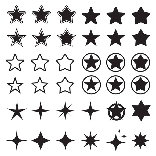 Star Icons Sparkles Shining Burst Vector Symbols Star Isolated White — Stock Vector