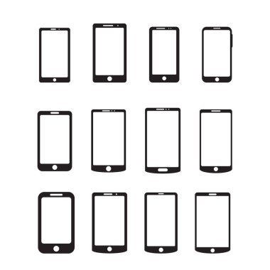  Akıllı telefon simgesi, cep telefonu simge vektör çizim.