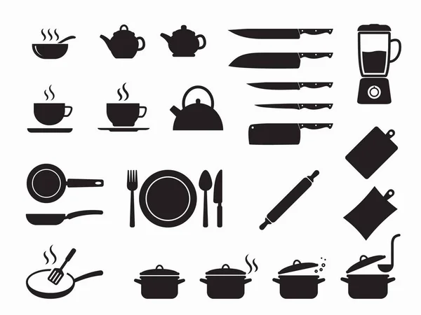 Koken Icons Set Keukengerei Tool Icon Set — Stockvector