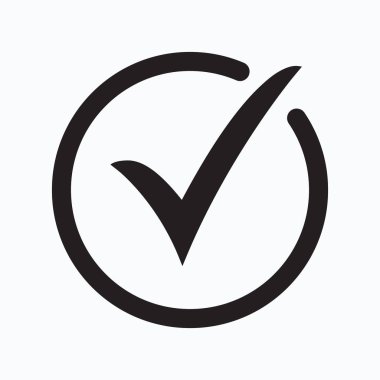 Kene simge vektör simgesi, beyaz arka plan, kontrol simgesini veya doğru seçim işareti, onay işareti veya onay kutusunu piktogram izole onay işareti