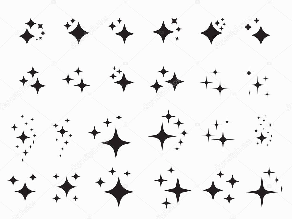 Set of shine icons, Clean star icons