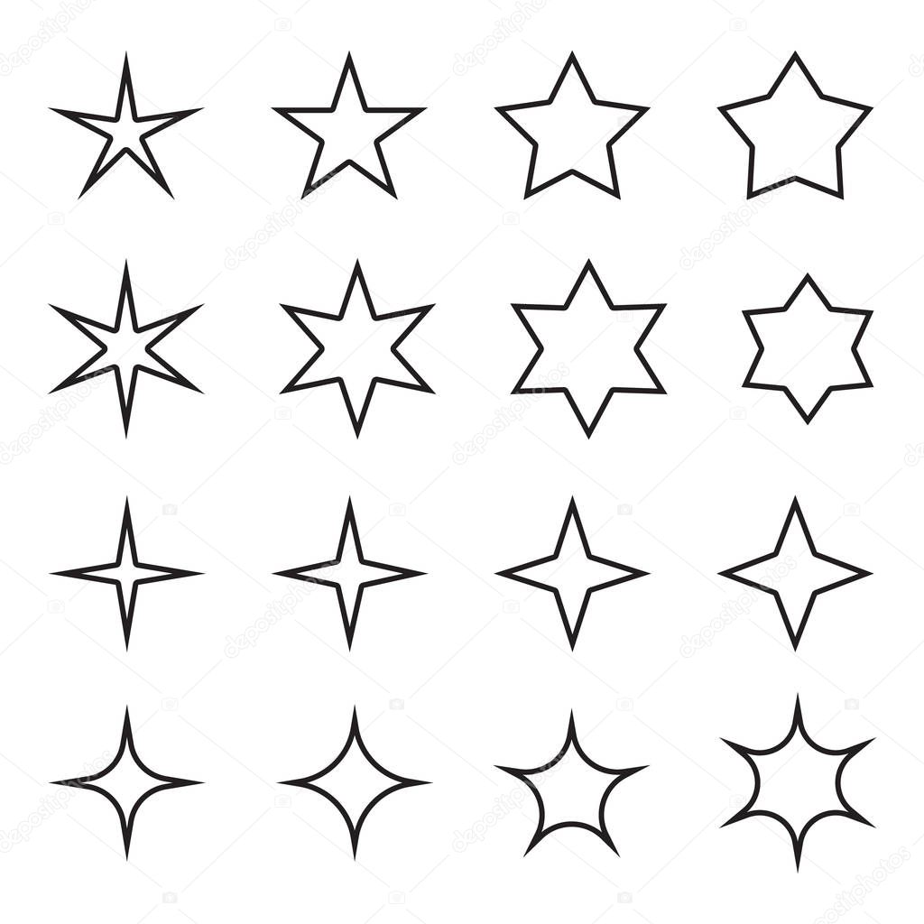 Set of star line icons. Simple pictograms pack. Stroke vector illustration on a white background. Modern outline style icons collection.