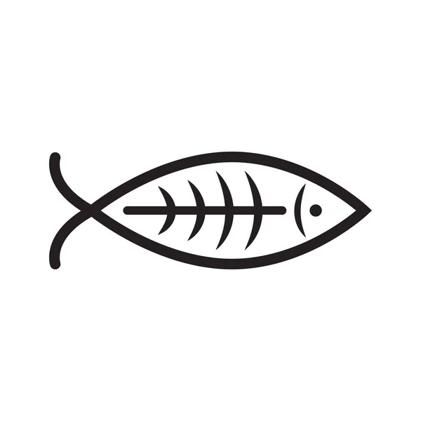 Peixe Com Ossos Ilustração Conceito Modelo Logotipo Vetorial Sinal Mar —  Vetores de Stock