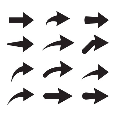 Vektör kavisli oklar kümesi. İşaretçilerin toplanması.