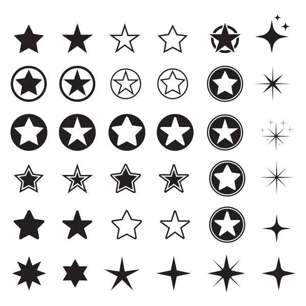 Star Icons Sparkles Shining Burst Vector Symbols Star Isolated White — Stock Vector