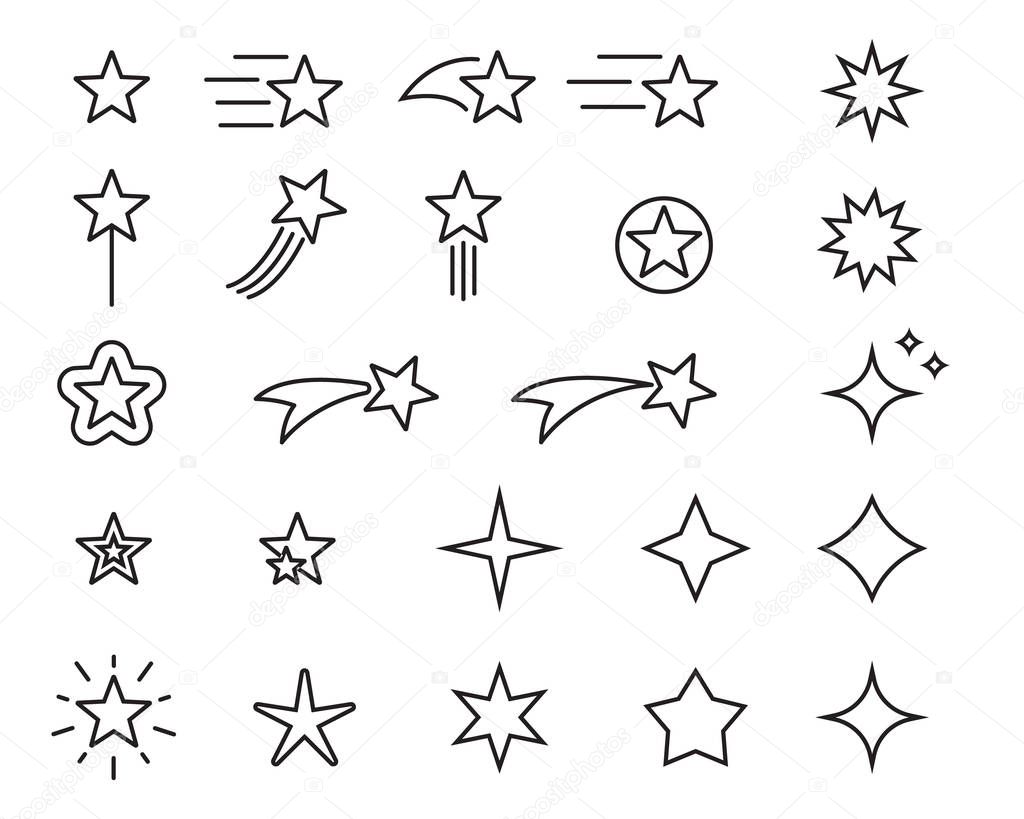 Premium set of star line icons. Simple pictograms pack. Stroke vector illustration on a white background. Modern outline style icons collection.