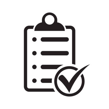 Kontrol listesi simgesi düz biçimi arkaplanda izole edildi. Web sitesi ve uygulama tasarımı için işaretleme listesi işareti.