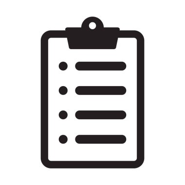 Kontrol listesi simgesi düz biçimi arkaplanda izole edildi. Web sitesi ve uygulama tasarımı için işaretleme listesi işareti.