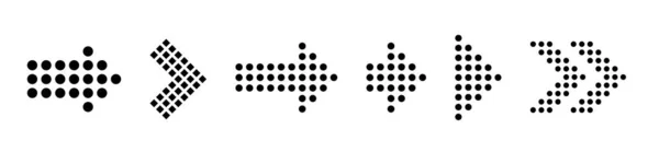 点線の矢印が設定されています デジタル矢印記号 白い背景に分離されたベクトルイラストレーション — ストックベクタ