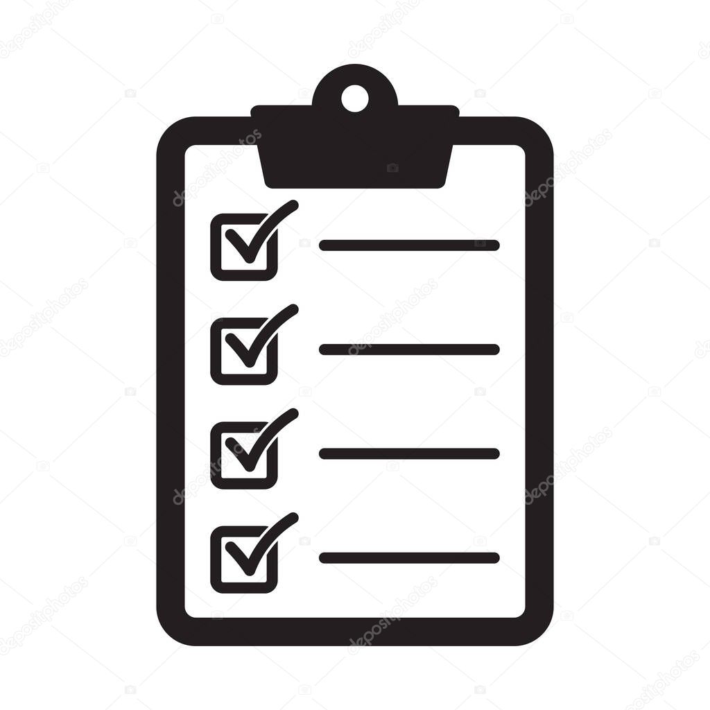 Checklist icon flat style isolated on background. Checklist sign symbol for web site and app design.