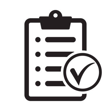 Kontrol listesi simgesi düz biçimi arkaplanda izole edildi. Web sitesi ve uygulama tasarımı için işaretleme listesi işareti.