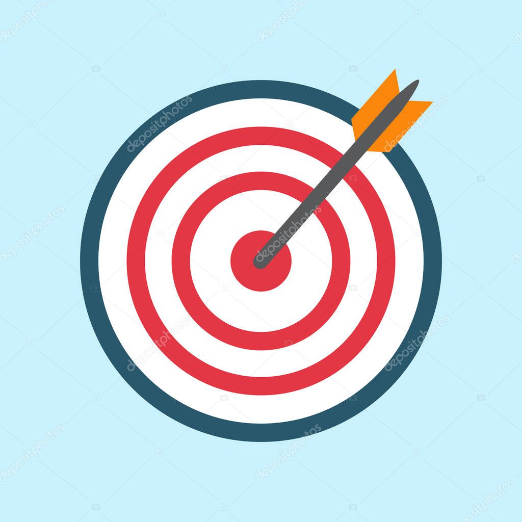 Target arrow icon, bullseye or dart board icon image