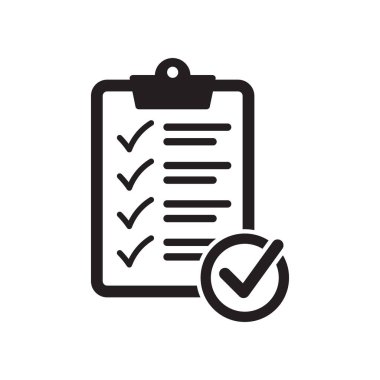 Kontrol listesi simgesi düz biçimi arkaplanda izole edildi. Web sitesi ve uygulama tasarımı için işaretleme listesi işareti.