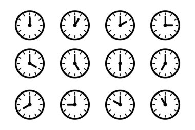 Saat simgesi seti, izole edilmiş simgeler