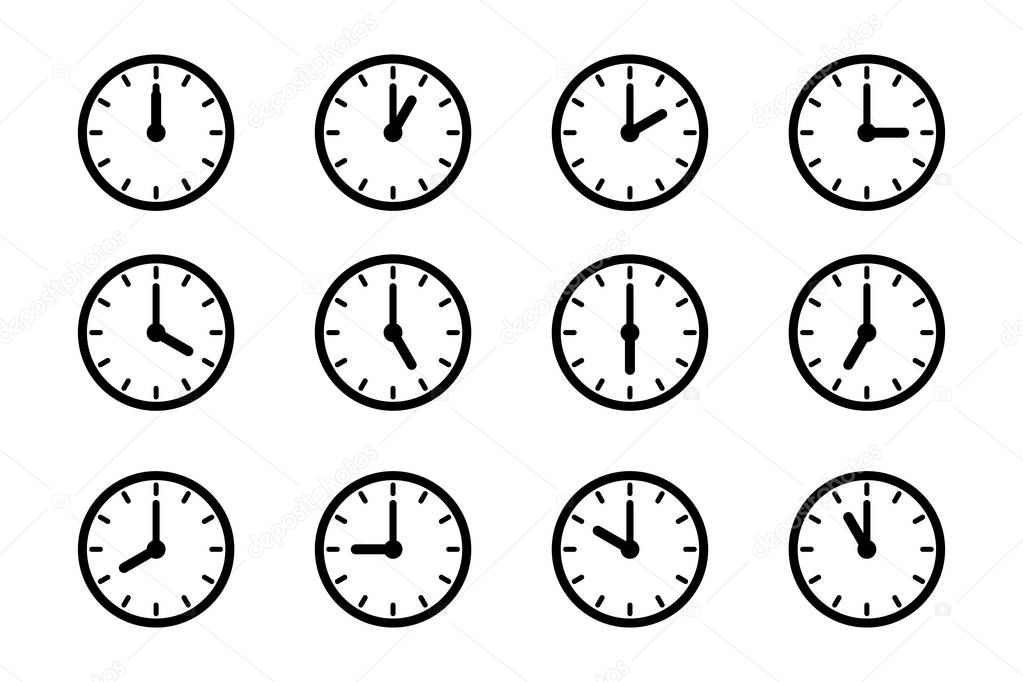 Set of clock icon, isolated icons