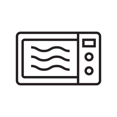 Beyaz zemin üzerinde izole edilmiş mikrodalga fırın ikonu. Ev aletleri simgesi. Vektör İllüstrasyonu.
