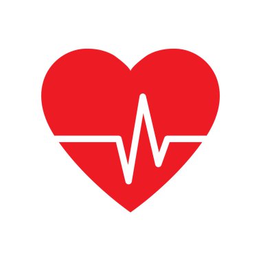 Kalp atışı, kalp atışı nabız, tıbbi uygulamalar ve web siteleri için kardiyogram düz vektör simgesi