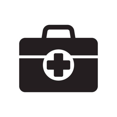 İlk yardım kutusu simgesi, tıbbi evrak çantası ikonu vektörü izole edildi