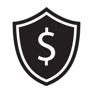 Güvenli para banka işlem simge vektör çizim logo şablonu temiz ve basit tasarım kontrol