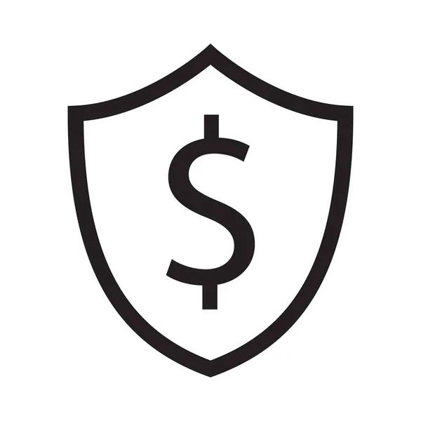 Shield Check Secure Money Bank Transaction Icon Vector Illustration Logo — Stock Vector