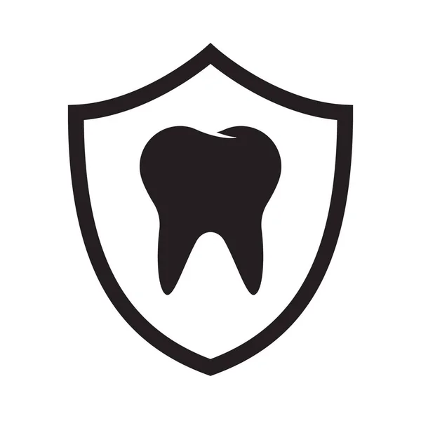 Значок Захисту Зубів Зуб Значку Щита Значок Зуба Логотип Ізольовано — стоковий вектор