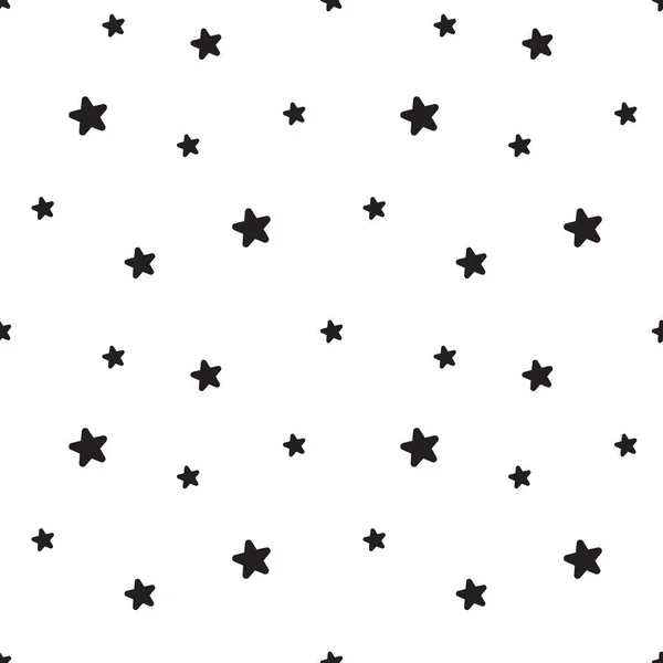 Patrón Estrellas Sin Costuras Ilustración Vectorial Blanco Negro — Vector de stock