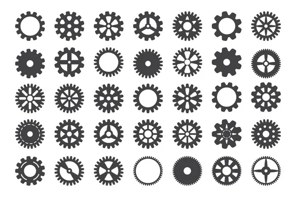 Icon set dişli. Vektör iletim çarkları ve beyaz arka plan üzerinde izole Dişliler