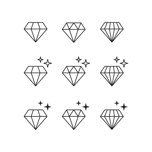 Diamant Vektorsymbole Isoliert Gesetzt — Stockvektor