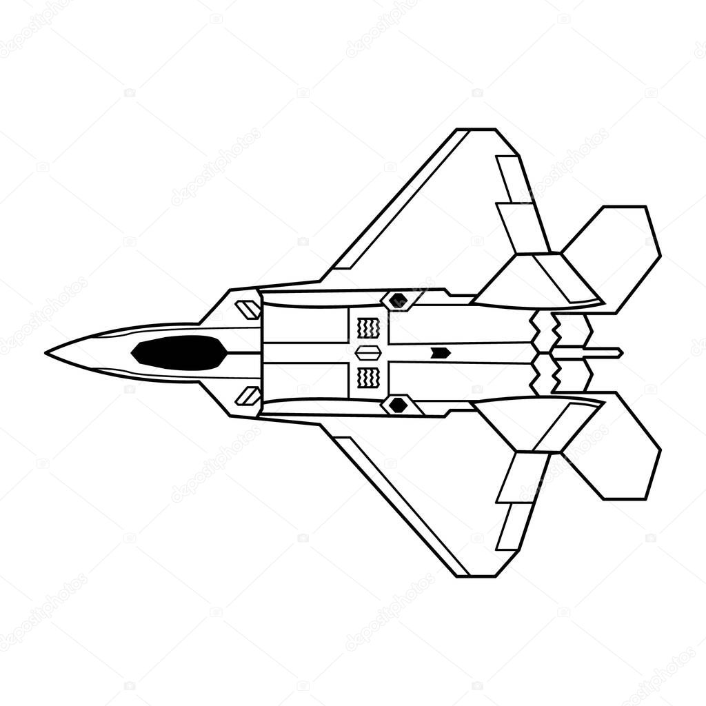 American fighter F-22 Raptor vector illustration.