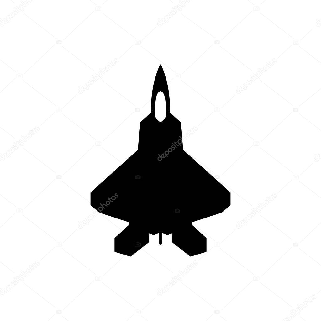 American fighter F-22 Raptor vector icon.