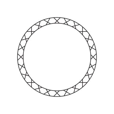 Dairesel, soyut geometrik çerçeve. Siyah ve beyaz soyut çerçeve.