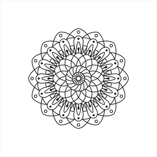 Mandala Géométrique Fleur Ronde Ornementale Gribouillis Isolée Sur Fond Blanc — Image vectorielle