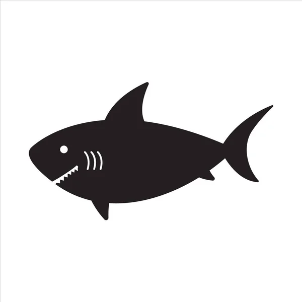 Sílhueta Tubarão Ícone Tubarão Ícone Peixe Símbolo Sinal Isolado —  Vetores de Stock
