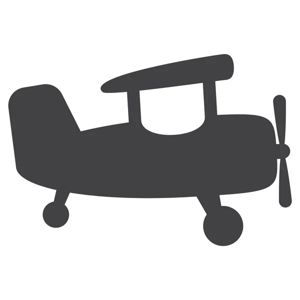Aranyos Repülőgép Játék Ikon Sík Sziluett Vektor Elszigetelt — Stock Vector
