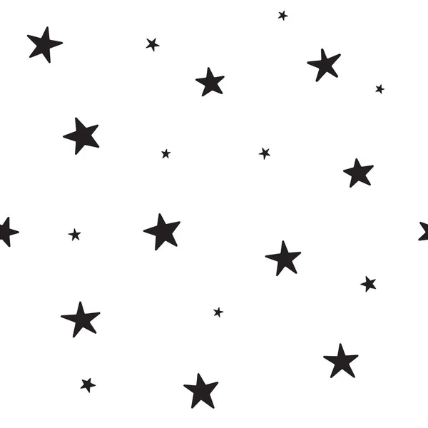 Star Nahtlose Muster Nacht Weltraum Oder Weihnachtsthema Flacher Vektorhintergrund Schwarz — Stockvektor