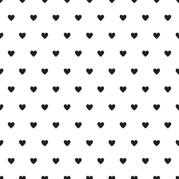 Heart Seamless Pattern Endless Texture Black Hearts White Background Vector — Stock Vector