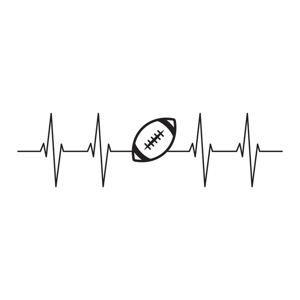 Football Heartbeat Vector Illustration Isolated — Stock Vector