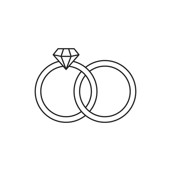 Wedding Rings Diamond Icon White Vector Illustration — Stock Vector