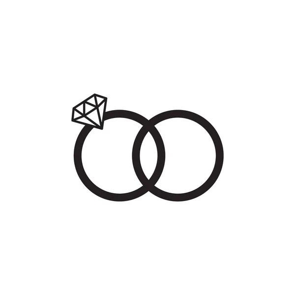 Wedding Rings Diamond Icon White Vector Illustration — Stock Vector