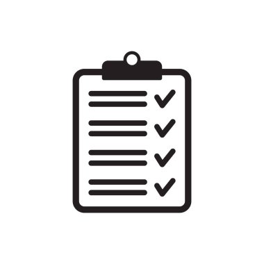 Kontrol listesi simgesi olan pano, web sitesi ve uygulama tasarımı için sembol. Vektör yanılsaması.