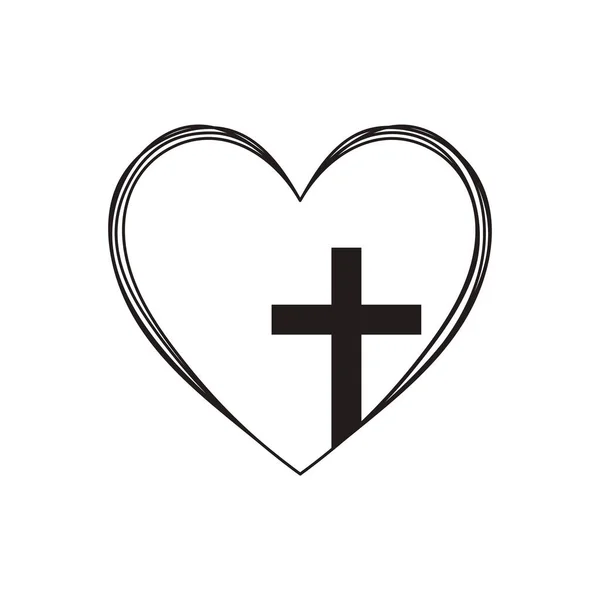 Christian Cross Heart Jesus Christ Vector Illustration — Stock Vector