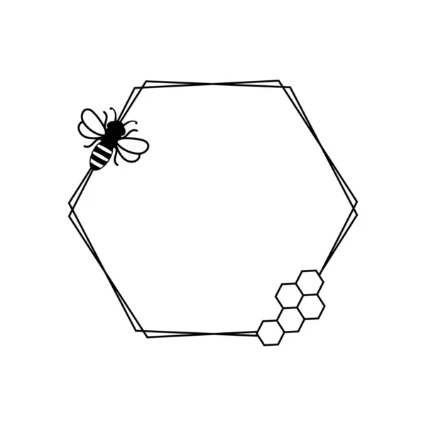 Honey Bee Frame Vektor Sechseck Rahmenvektor — Stockvektor