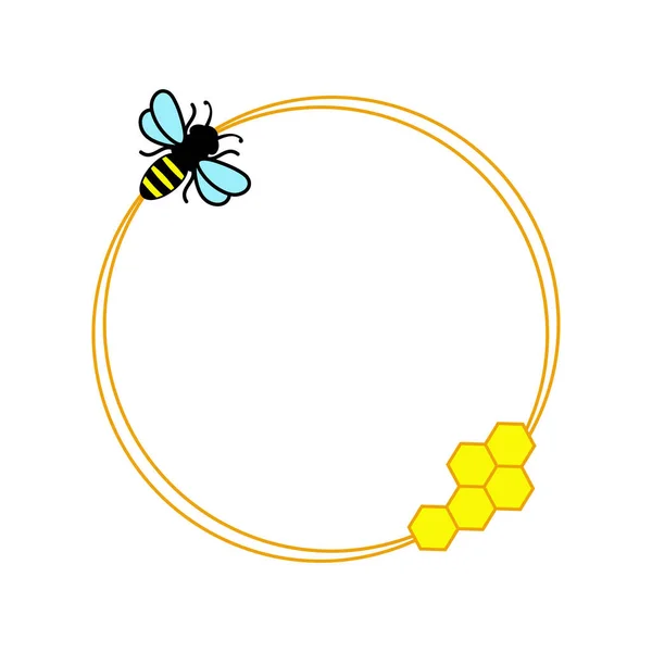 Honey Bee Frame Vector Vector Marco Circular — Vector de stock